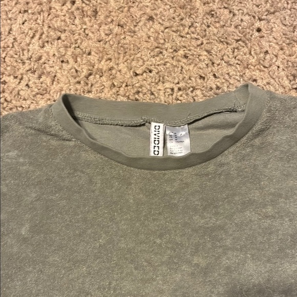 Divided Green Boxy Crop Top Short Sleeve - Picture 3 of 11